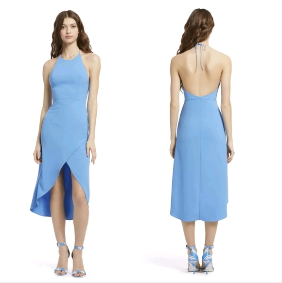 Alice + Olivia Kristy Halter High Low Dress Blue Size 10 NWT $330 - Picture 2 of 10